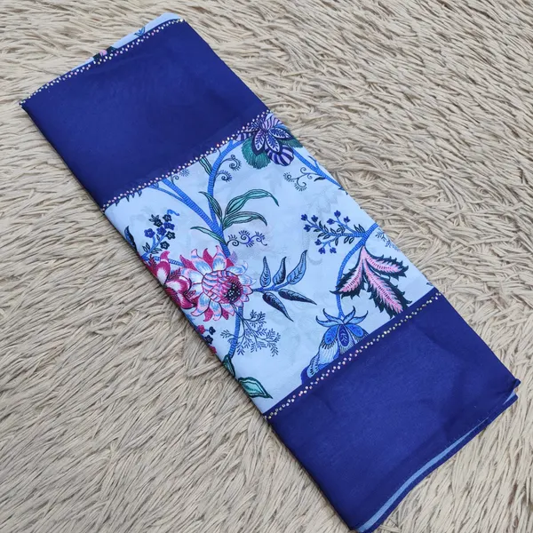 Chiffon Double Pattern Hijabs with Stone Work |HJ08